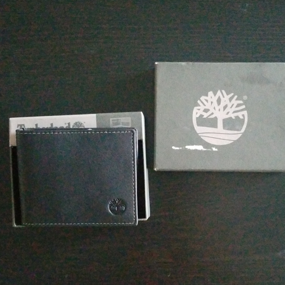 TIMBERLAND Passcase Wallet Genuine Leather Black